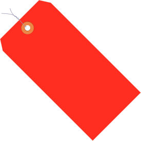 Shipping Tag, Pre-Wired, #4, 4-1/4"L x 2-1/8"W, Fluorescent Red, 1000/Pack