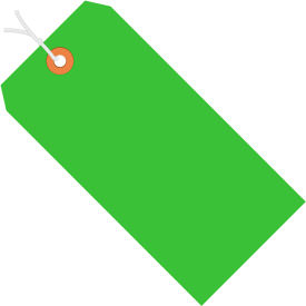 Shipping Tag, Pre-Strung, #12, 8"L x 4"W, Green, 500/Pack