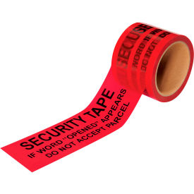 Printed Secure Tape Roll, Opened, 3" x 60 Yds., 2.5 Mil, Red