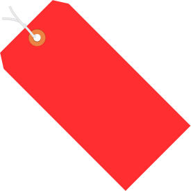 Shipping Tag, Pre-Strung, #4, 4-1/4"L x 2-1/8"W, Red, 1000/Pack