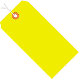 Shipping Tag, Pre-Strung, #8, 6-1/4"L x 3-1/8"W, Fluorescent Yellow, 1000/Pack