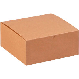 Gift Boxes, 8"L x 8"W x 3-1/2"H, Kraft, 100/Pack
