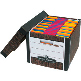 File Storage Boxes with Lid, 15"L x 12"W x 10"H, Wood Grain, 12/Pack