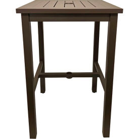 28" Square Bar Height Aluminum Table w/ Umbrella Hole, Fusion Bronze
