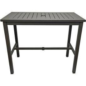 Sigma 28" x 51" Rectangle Bar Height Aluminum Table w/ Umbrella Hole, Volcanic Blk