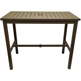Sigma 28" x 51" Rectangle Bar Height Aluminum Table w/ Umbrella Hole, Fusion Bronze