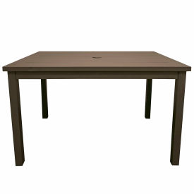48" x 33-3/8" Rectangular Aluminum Table with Umbrella Hole, Fusion Bronze