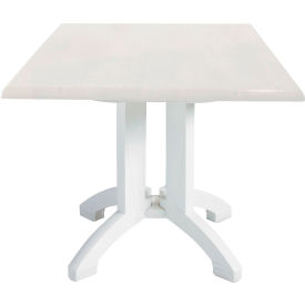 Atlanta 36" Square Molded Melamine Pedestal Table w/ Umbrella Hole, White