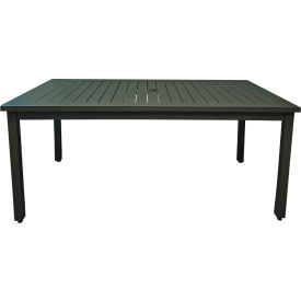 69" x 39" Rectangular Aluminum Table w/ Umbrella Hole, Volcanic Black