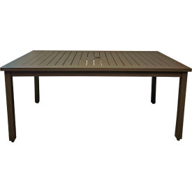 Sigma 48" x 39" Rectangular Aluminum Table with Umbrella Hole, Fusion Bronze