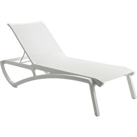 Sunset Adj. Sling Chaise Lounge, White Sling On Glacier White Frame