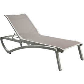 Sunset Adjustable Sling Chaise Lounge, Solid Gray Sling On Platinum Gray Frame