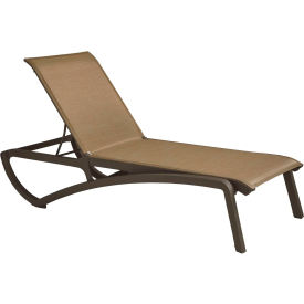 Sunset Adjustable Sling Chaise Lounge, Cognac Sling On Fusion Bronze Frame