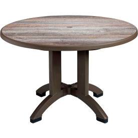 48" Round Resin Pedestal Table w/ Umbrella Hole, Ranch On Bronze Frame