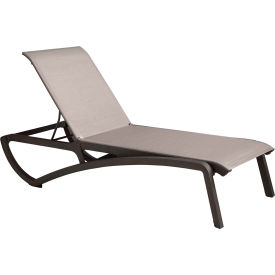 Sunset Adj. Sling Chaise Lounge, Solid Gray Sling On Volcanic Black Frame