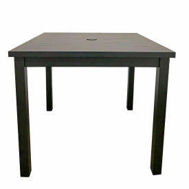 Sigma 34" Square Aluminum Table w/ Umbrella Hole, Volcanic Black