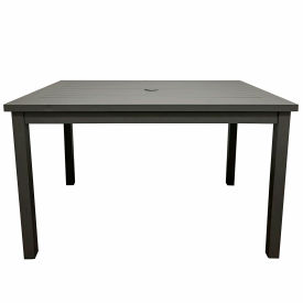 Sigma 48" x 33-3/8" Rectangular Aluminum Table with Umbrella Hole, Volcanic Black