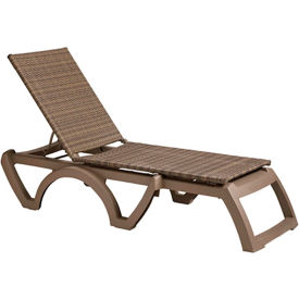 Java Adjustable Chaise Lounge, Mochaccino Wicker Weave with French Taupe Resin Frame