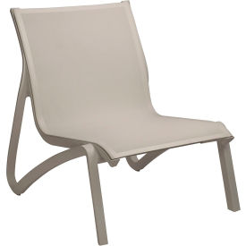 Sunset Armless Lounge Chair, Solid Gray Sling On Platinum Gray Frame