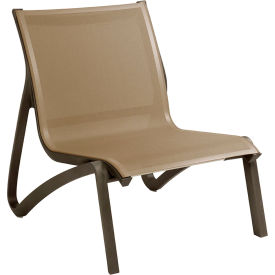 Sunset Armless Lounge Chair, Cognac Sling On Fusion Bronze Frame