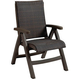 Java All-Weather Folding Chair, Espresso Wicker Weave w/ Bronze Resin Frame
