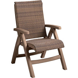 Java Folding Chair, Mochaccino Wicker Weave w/ French Taupe Resin Frame
