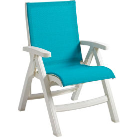 Jamaica Beach Folding Chair, Turquoise Sling w/ White Resin Frame