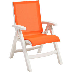 Jamaica Beach Folding Chair, Orange Sling w/ White Resin Frame