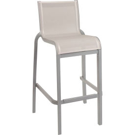 Sunset Armless Barstool, Solid Gray Sling On Platinum Gray Frame