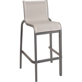 Sunset Armless Barstool, Solid Gray Sling On Volcanic Black Frame