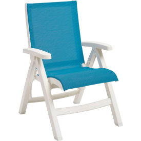 Jamaica Beach Folding Chair, Sky Blue Sling w/ White Resin Frame