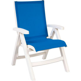 Jamaica Beach Midback Folding Chair, Blue Sling with White Resin Frame
