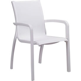 Sunset Stacking Outdoor Armchair, White Sling On Glacier White Frame