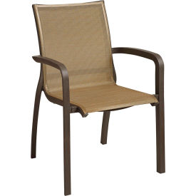 Sunset Stacking Outdoor Armchair, Cognac Sling On Fusion Bronze Frame