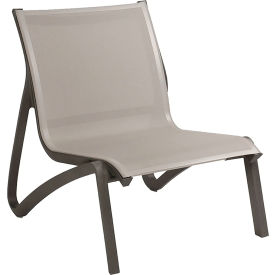 Sunset Armless Lounge Chair, Solid Gray Sling On Volcanic Black Frame