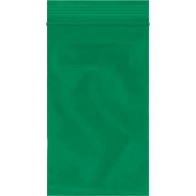 Reclosable Poly Bags, 3"W x 5"L, 2 Mil, Green, 1000/Pack