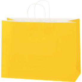 Tinted Shopping Bags, 16"W x 6"D x 12"H, Buttercup, 250/Pack
