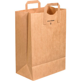 Flat Handle Grocery Bags, 1/6 BL, 12"W x 7"D x 17"H, Kraft, 300/Pack