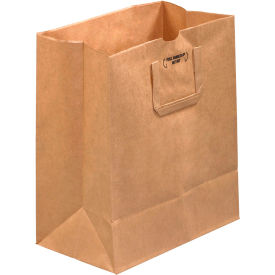 Flat Handle Grocery Bags, 1/7 BL, 12"W x 7"D x 14"H, Kraft, 300/Pack