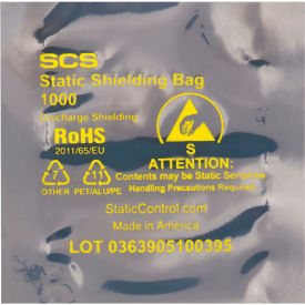 Open End Static Shielding Bags, 3"W x 3"L, 2.8 Mil, Transparent, 100/Pack