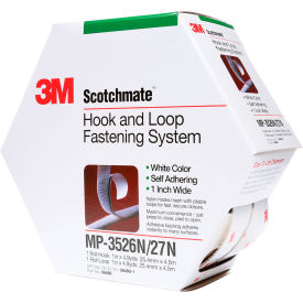 Hook & Loop Combo Pack Fasteners, 1"W x 15'L, White