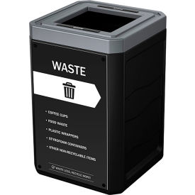 Outlaw Plastic Waste Container, 50 Gallon Capacity, Black
