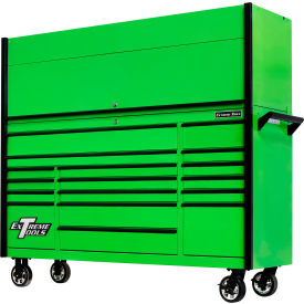 Power Workstation Hutch & Roller Cabinet, 72"W x 21"D, Green w/ Black Drawer Pulls