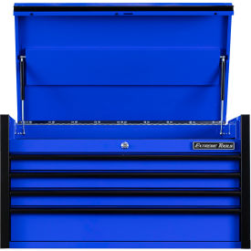 Top Chest, 4 Drawers, 41"W x 25"D x 22-1/4"H, Blue with Black Drawer Pulls