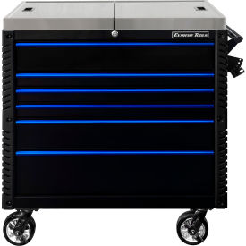 Professional Sliding Top Tool Cart, 41-3/4"W x 25-3/4"D, Black w/ Blue Drawer Pulls