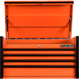 Top Chest, 4 Drawers, 41"W x 25"D x 22-1/4"H, Orange with Black Drawer Pulls