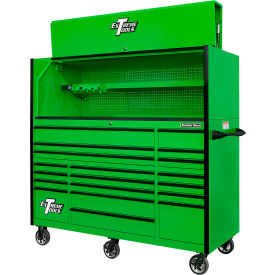 Power Workstation Hutch & Roller Cabinet, 72"W x 25"D, Green w/ Black Dr Pulls