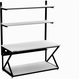 60" Performance 200 Series LAN Station with Full Bottom Shelf, Folkstone Melamine