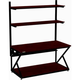 60" Performance 200 Series LAN Station with Full Bottom Shelf, African Mahogany