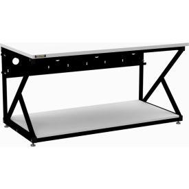 60" Performance 300 Series LAN Station w/ Full Bottom Shelf, Folkstone Melamine